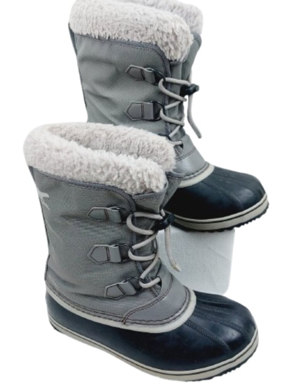 Sorel Boys' Quarry Dove Grey Yoot Pac Nylon Waterproof Snow Boots Size US 4